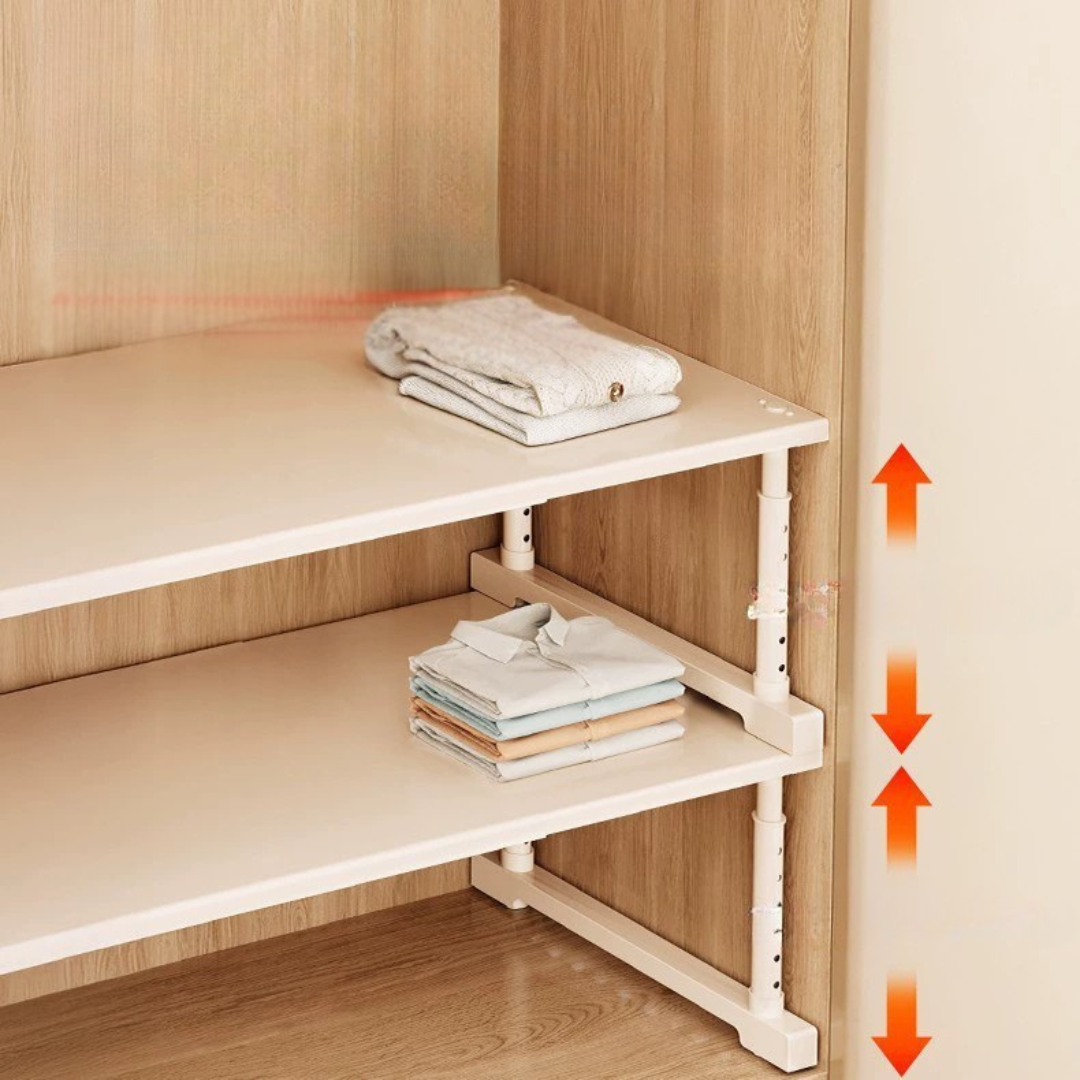 HOMERO Multi-Purpose Adjustable Carbon Steel Wardrobe Shelf Storage Rack