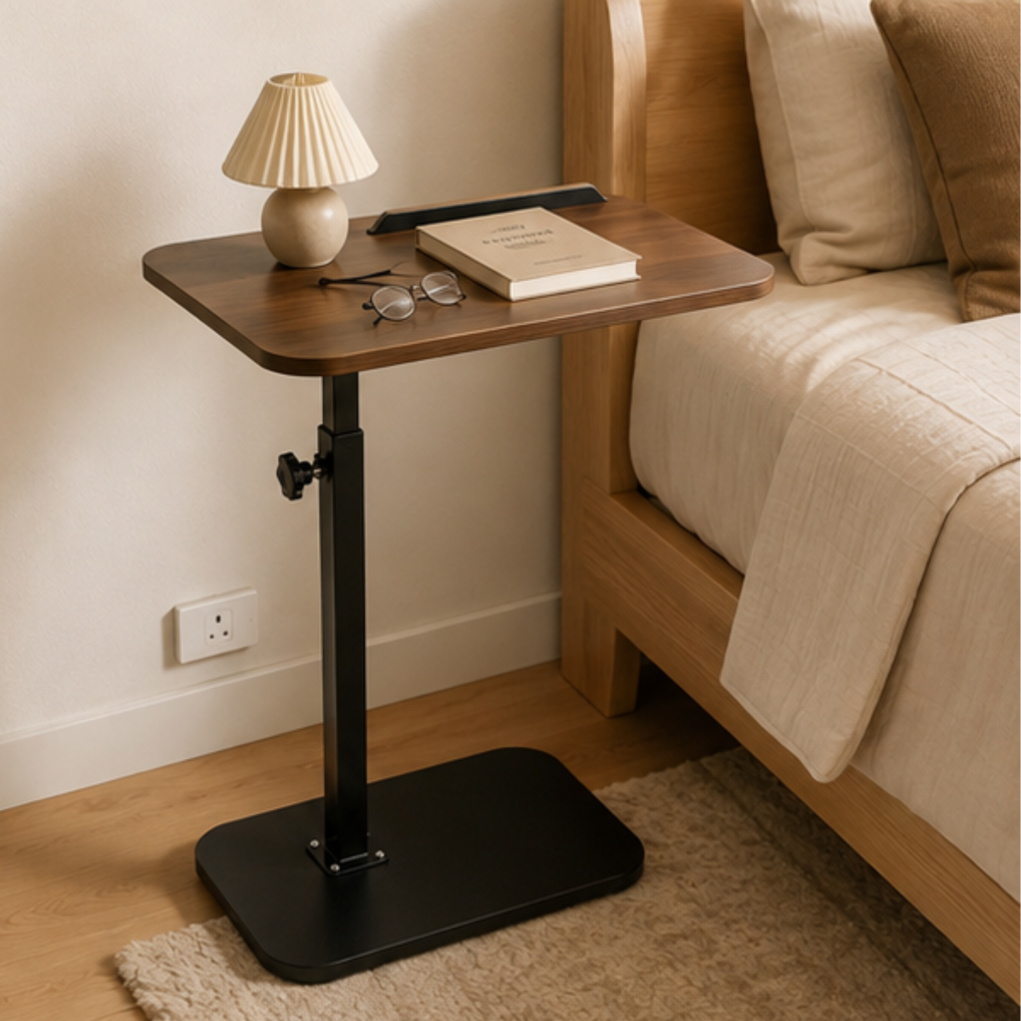 360° Rotating Height Adjustable C-Shaped Laptop Stand Side Table