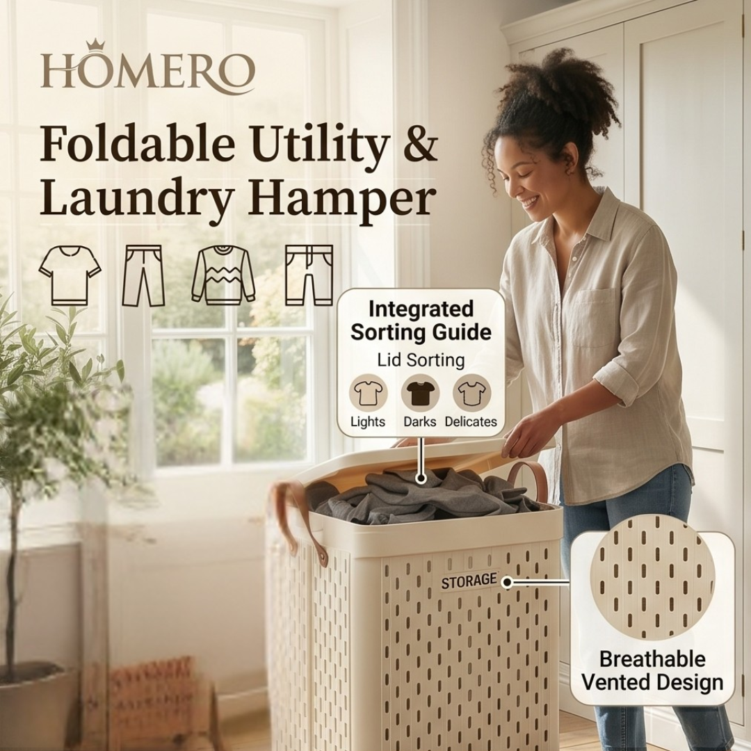 Collapsible Laundry Breathable Basket with Wheels
