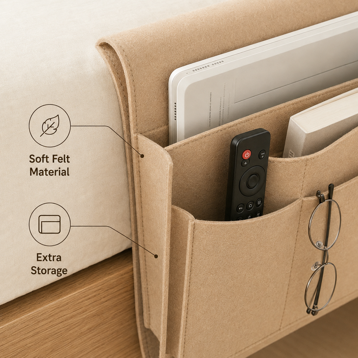 Multipurpose Felt Bedside Storage Organizer Bag