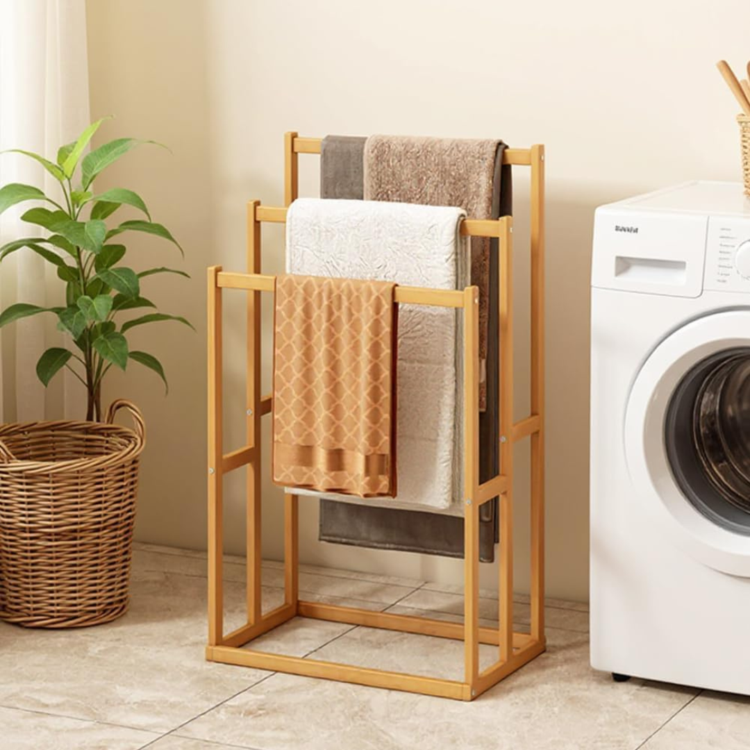 3 Tier Wooden Multipurpose Standing Towel Rack