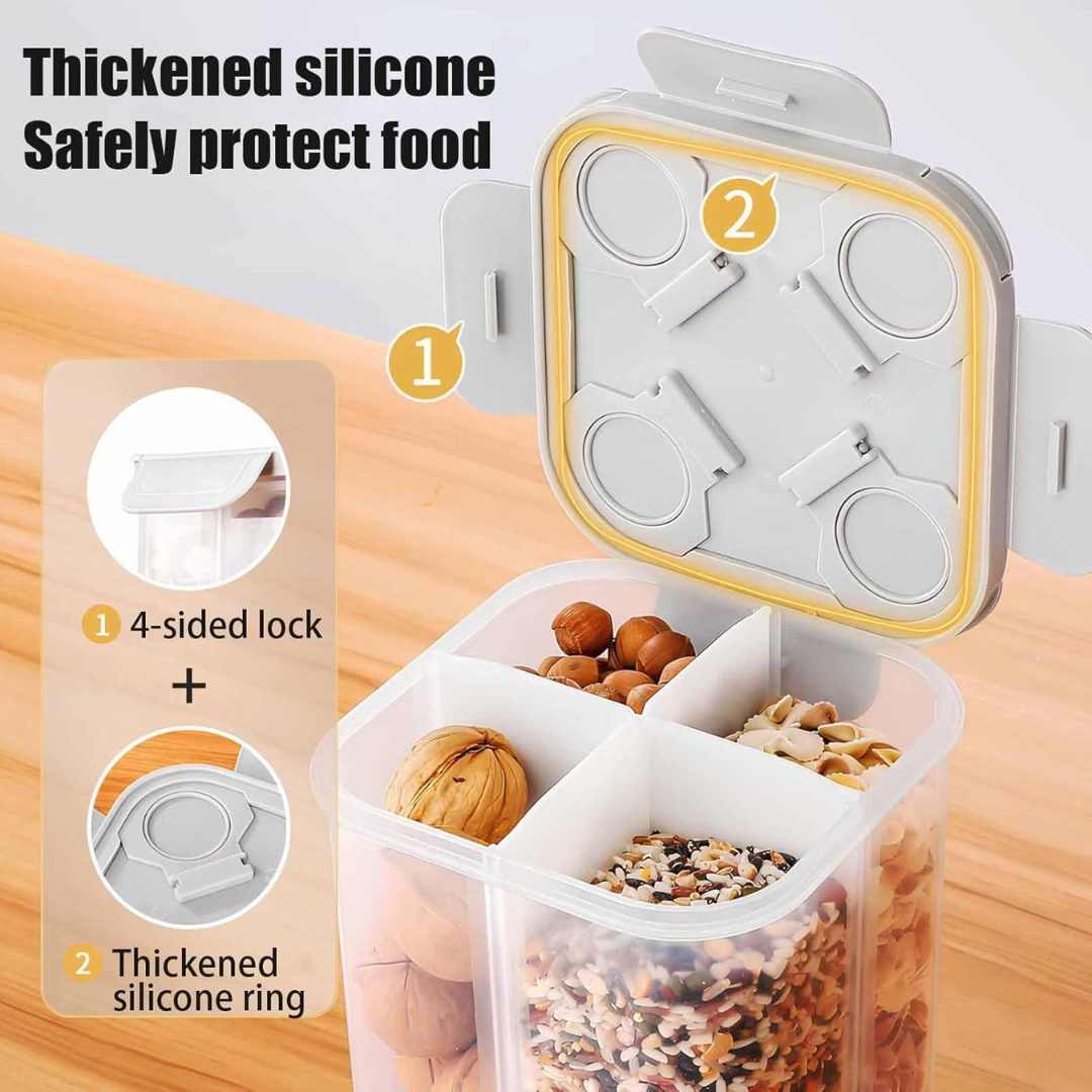 Multi Food Storage Four Compartment Airtight Container