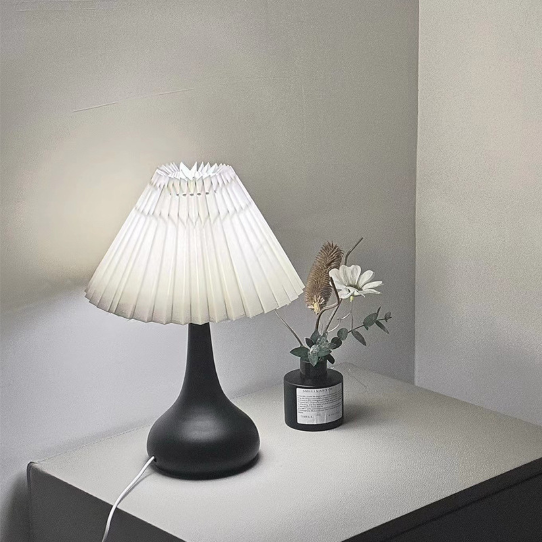 Homero Retro Pleated Desk Lamp with Remote and Adjustable Brightness