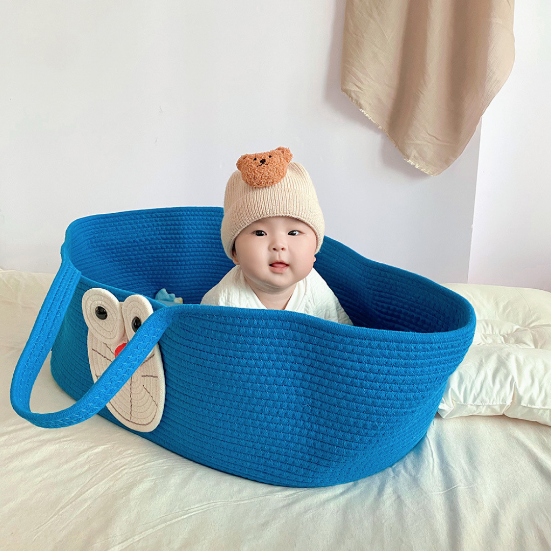 Homero Portable Neutral Cotton Design Baby Basket Crib