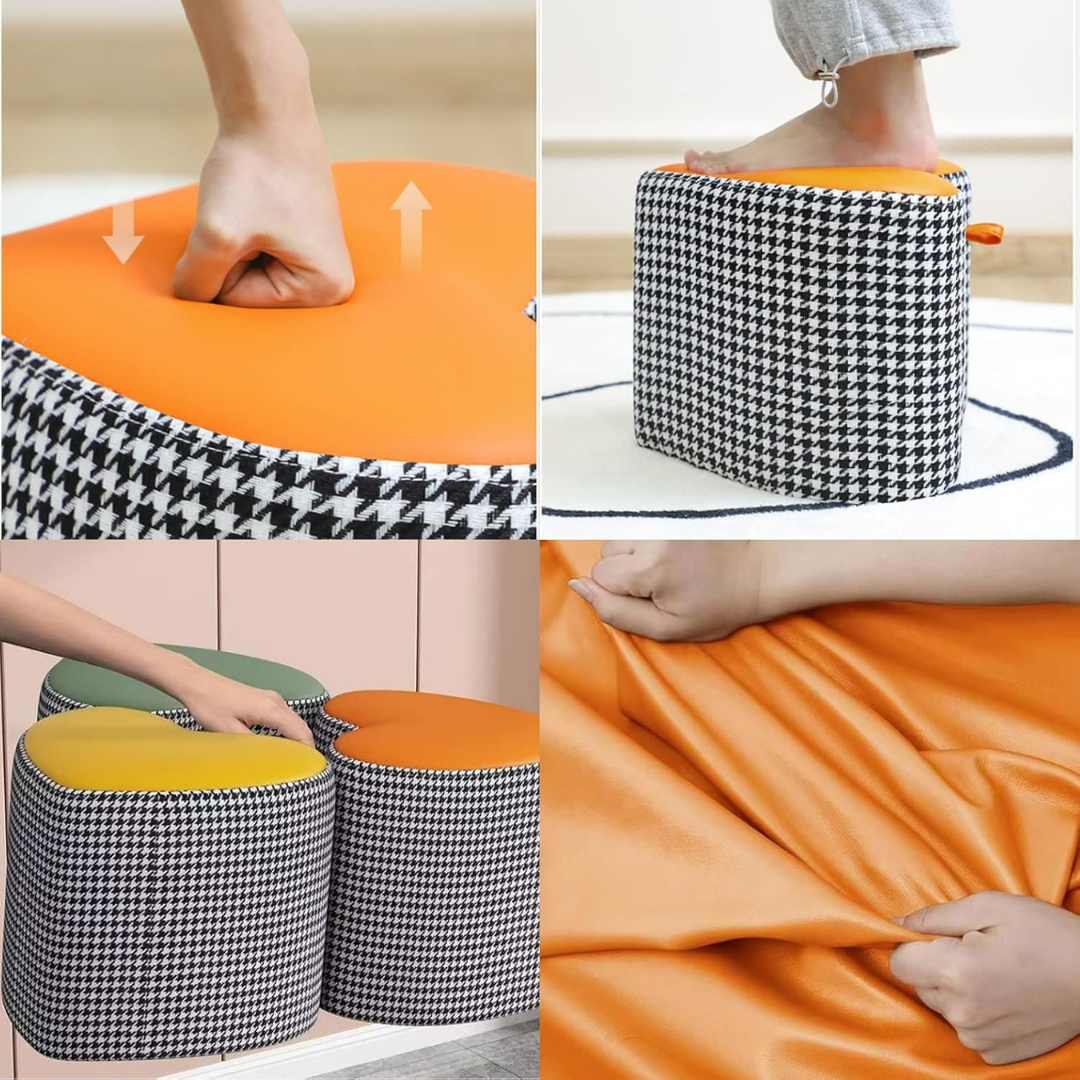 Homero Heart Shaped Lightweight Durable Soft Cushion Foot Stool (Yellow)