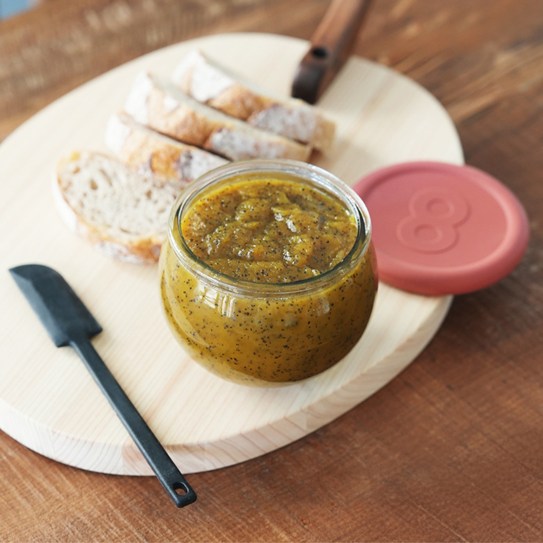 HOMERO Premium Round Glass Storage Jar Airtight Silicone Lid 400ml