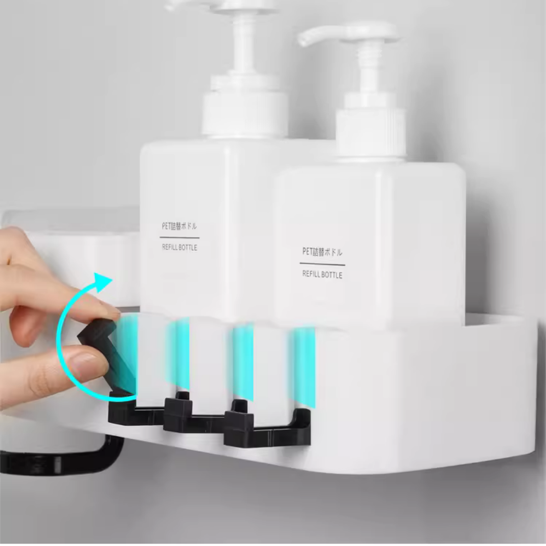 Multi-Use Wall Mounted Bathroom Storage Shelf Rotating Rack