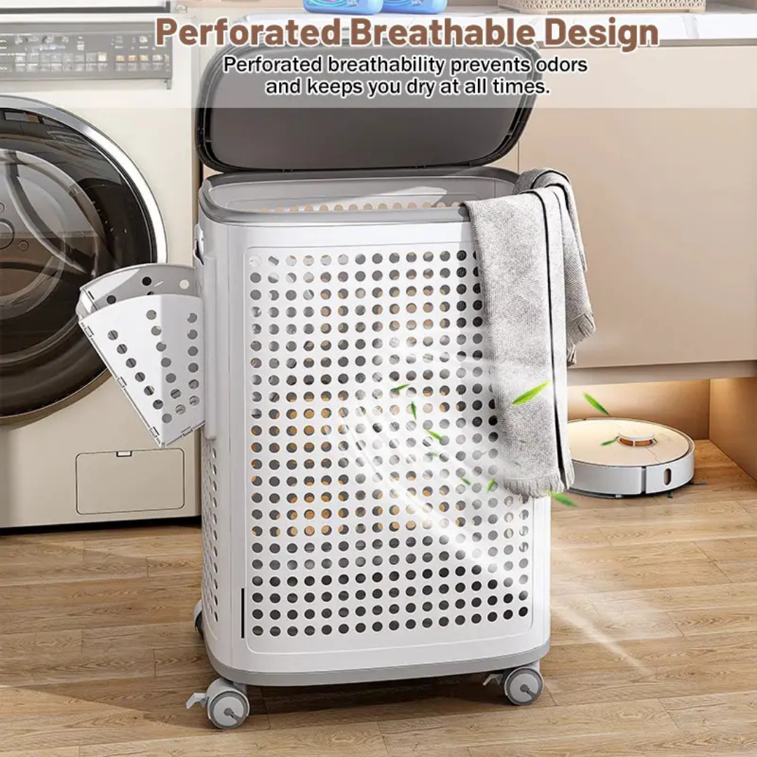 Homero Breathable Rolling Laundry Hamper Large Storage Basket