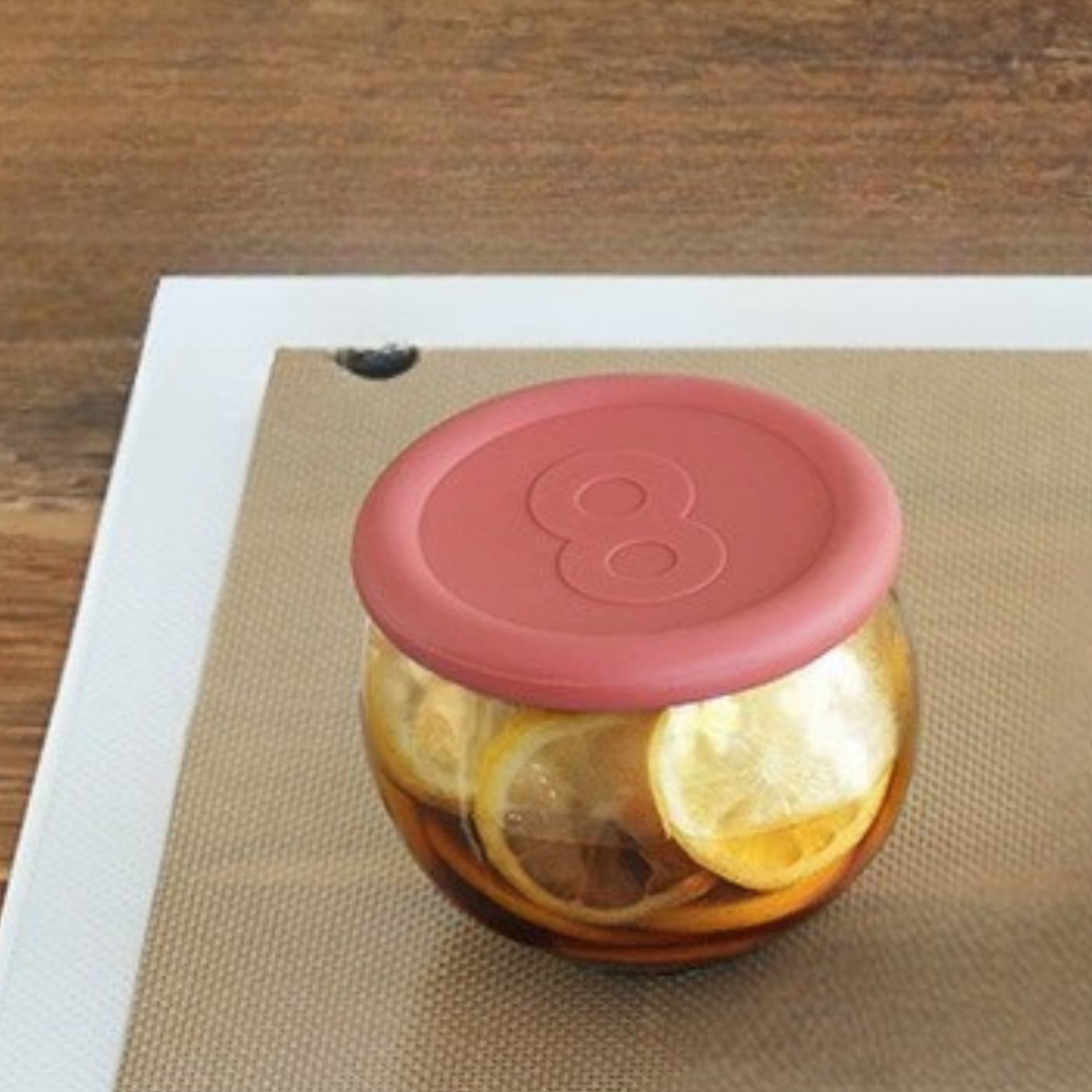 HOMERO Premium Round Glass Storage Jar Airtight Silicone Lid 400ml