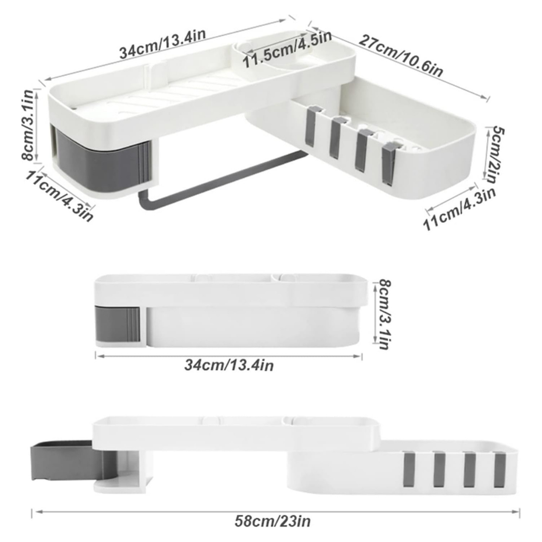 Multi-Use Wall Mounted Bathroom Storage Shelf Rotating Rack