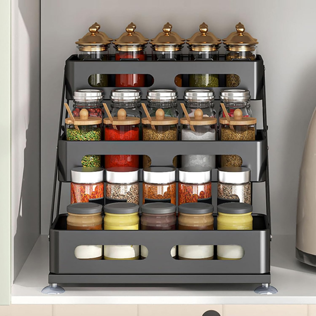 Homero 3-Tier Adjustable Foldable Spice Rack Organizer
