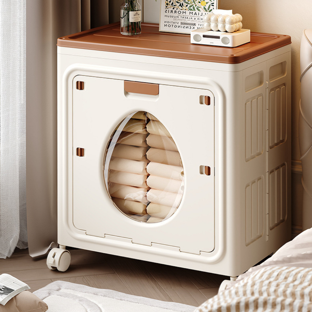 HOMERO Multi-Use Double Lid Opening Foldable Storage Box with Wheels