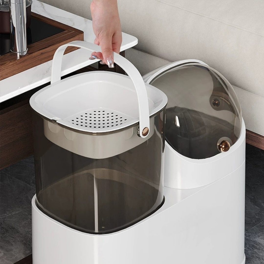 HOMERO Premium Smart Clear Transparent Dry Wet Separation Trash Can