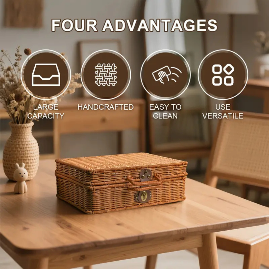 HOMERO Elegant Mini Rattan Travel Suitcase Stylish Carry Case