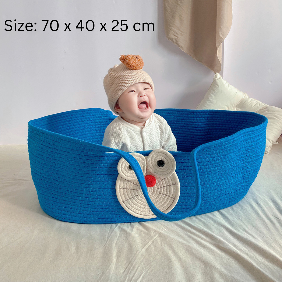 Homero Portable Neutral Cotton Design Baby Basket Crib