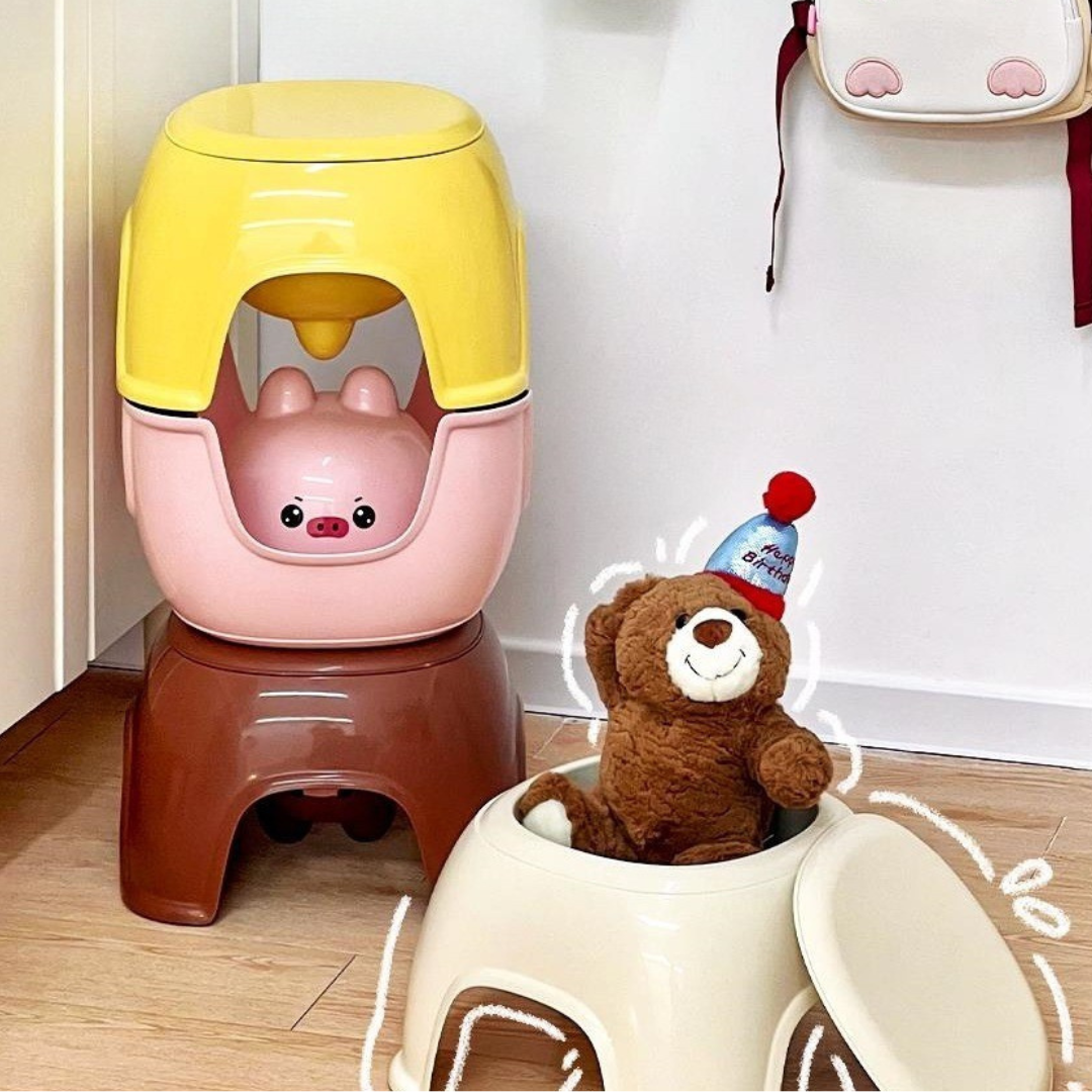 Homero Adorable Baby Stool with Storage and Anti Skid Pads