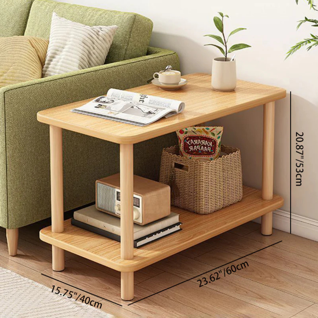 Modern Wooden Dual Layer Storage Shelf Table
