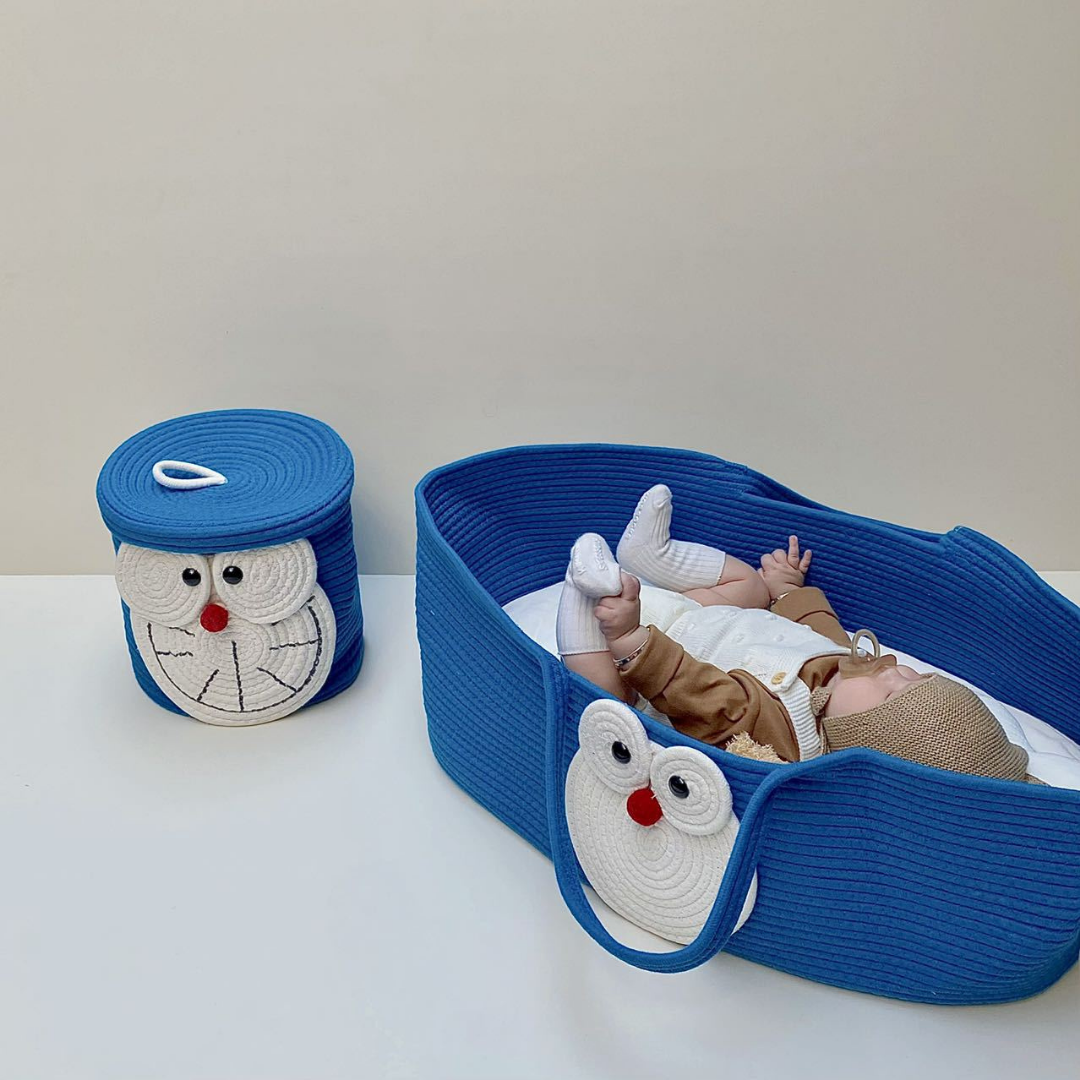 Homero Portable Neutral Cotton Design Baby Basket Crib