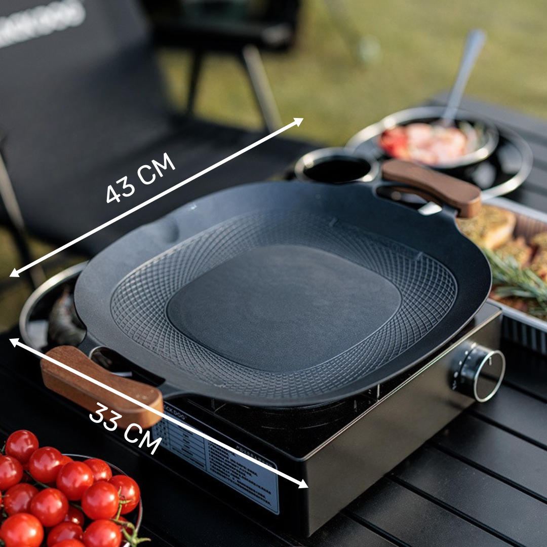 Homero Cast Iron Non-Stick Multi-Griddle Frying Pan Induction and Stove Compatible (43cm)