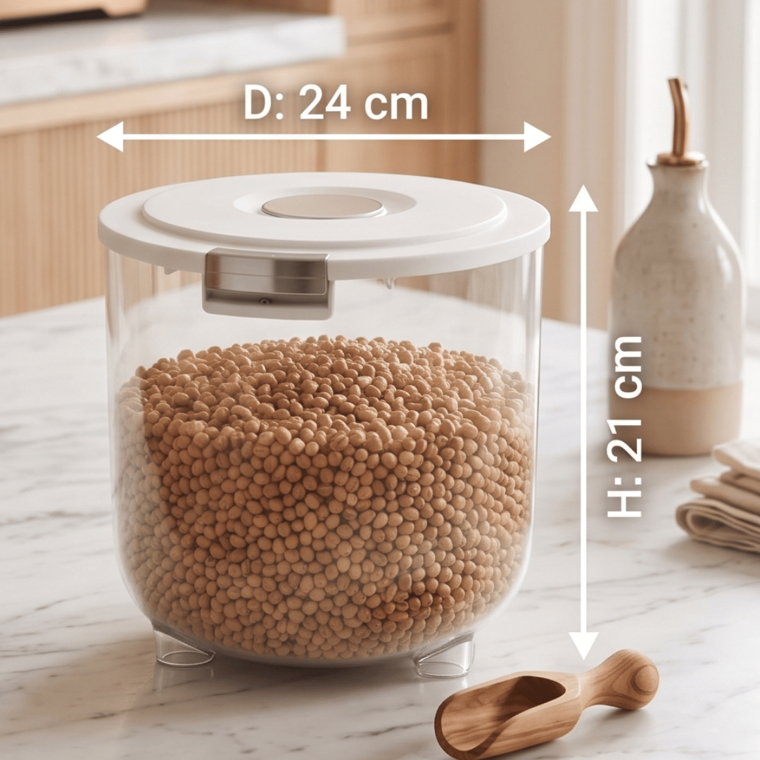 Homero Large Capacity Transparent Rice Container with One-Click Lid