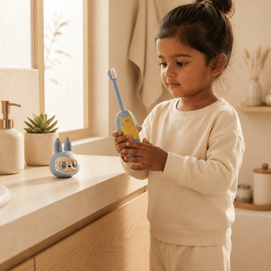 Homero Cute Labubu Ultra Soft Bristles Toothbrush 2 Piece (Pink and Blue)