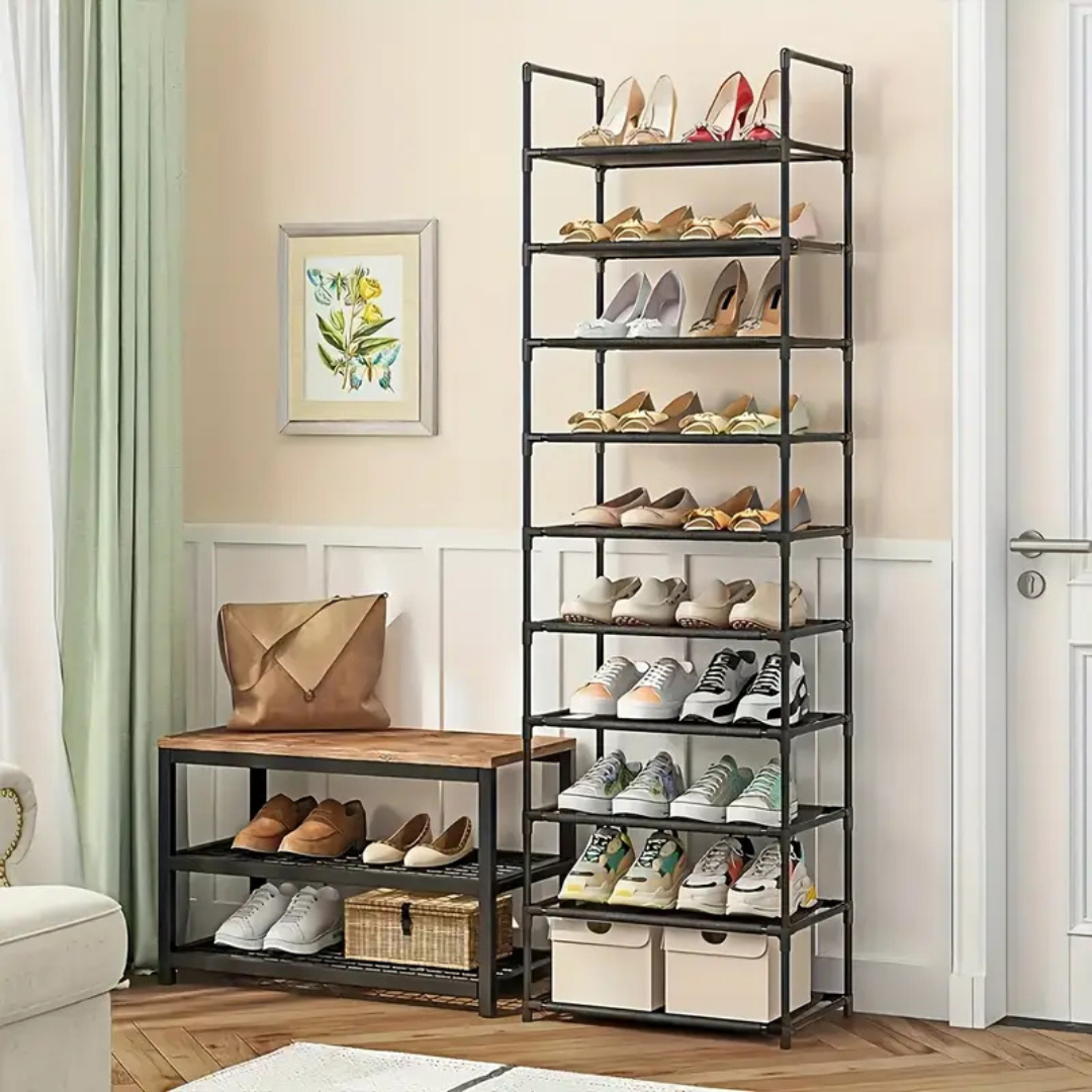 HOMERO Tall Vertical Large Storage Capacity Shoe Organizer - 10 Tier Design