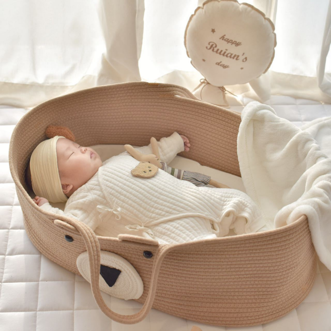 Homero Portable Neutral Cotton Design Baby Basket Crib