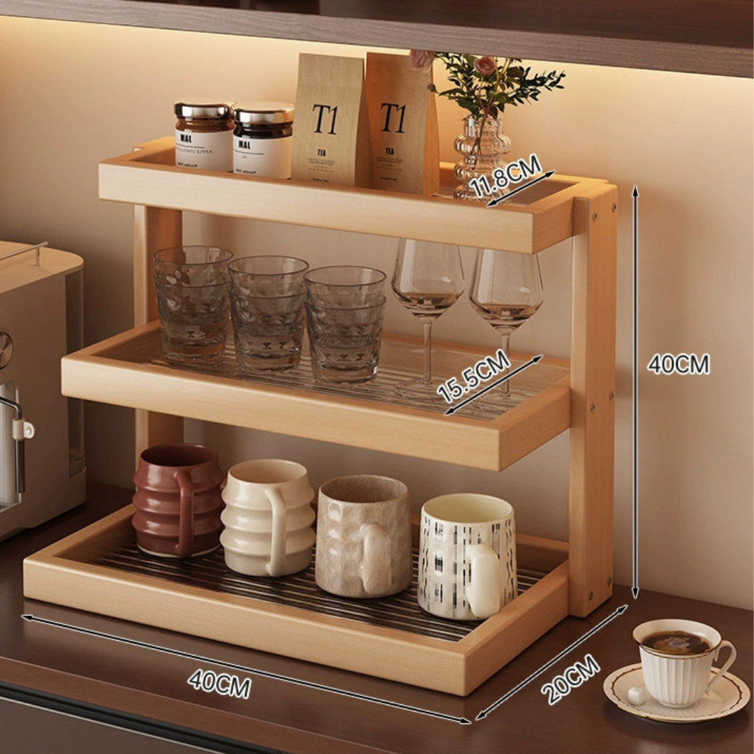 Homero 3-Layer Desktop Bamboo Storage Rack Organizer