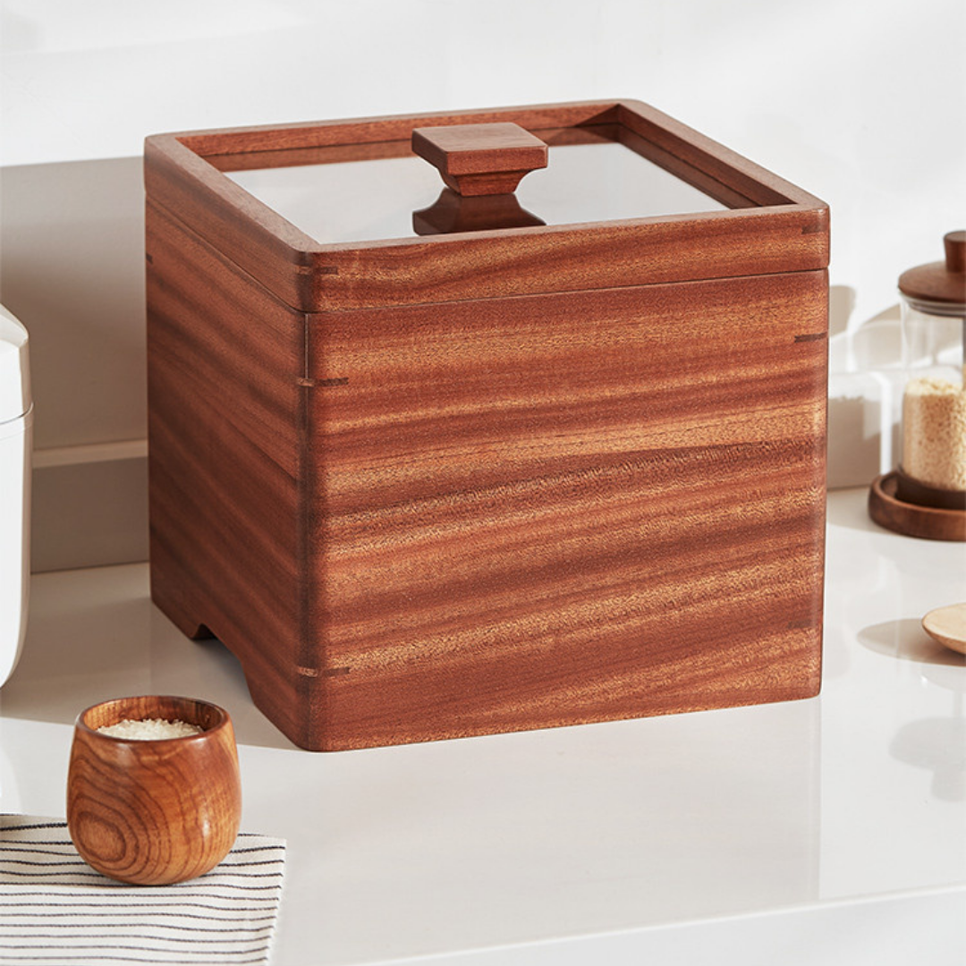HOMERO Multiuse Wooden Airtight Cereal Container with Lid