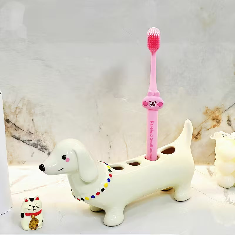 HOMERO Elegant Ceramic Cartoon Toothbrush Holder
