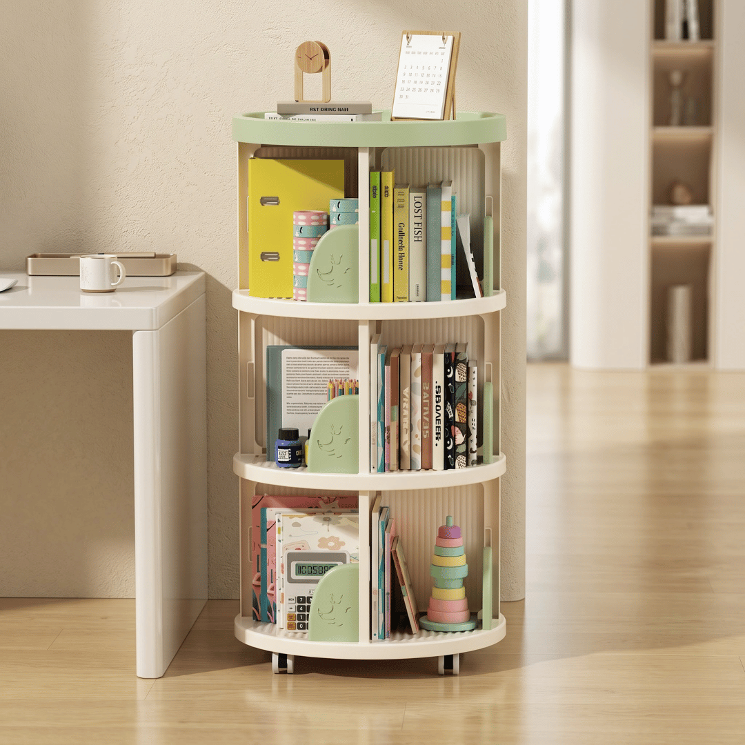 Multi-Utility Bookshelf and Storage Organizer with Lockable Wheels