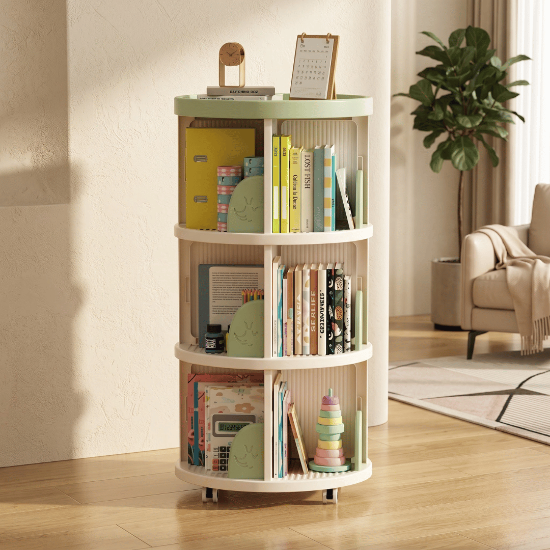 Multi-Utility Bookshelf and Storage Organizer with Lockable Wheels