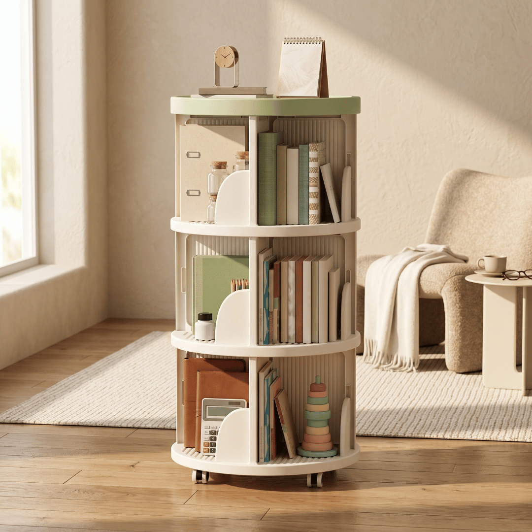 Multi-Utility Bookshelf and Storage Organizer with Lockable Wheels