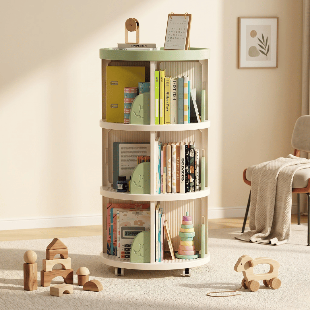 Multi-Utility Bookshelf and Storage Organizer with Lockable Wheels