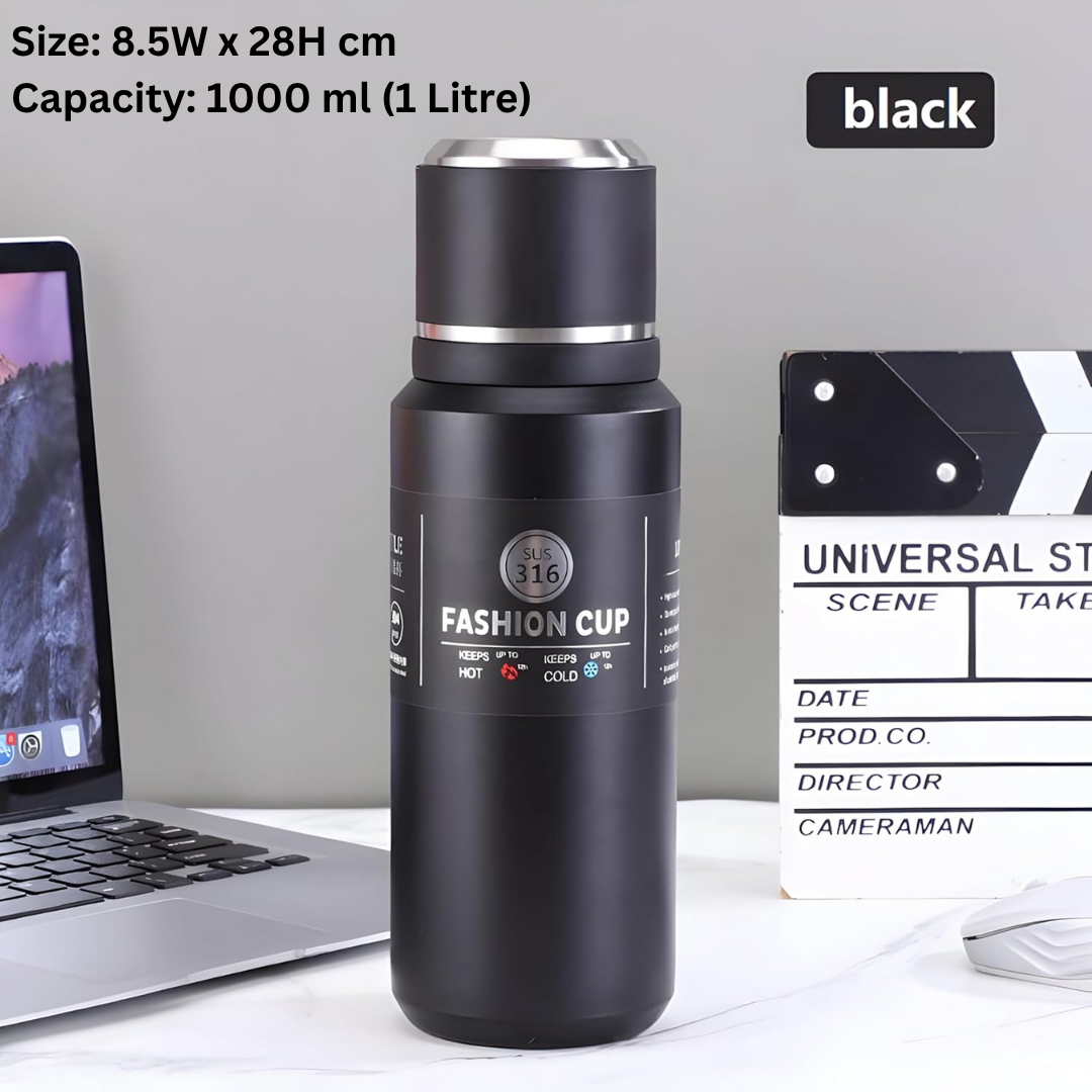 Homero Premium Stainless Steel Thermo Vacuum Flask Bottle 800ML Insulated Cup (Black)
