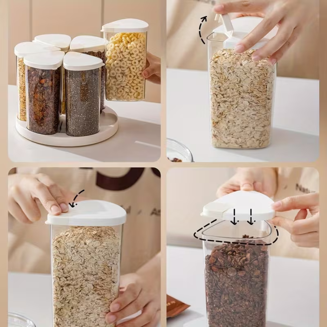 Homero 360° Rotating Base Five Grains Storage Container