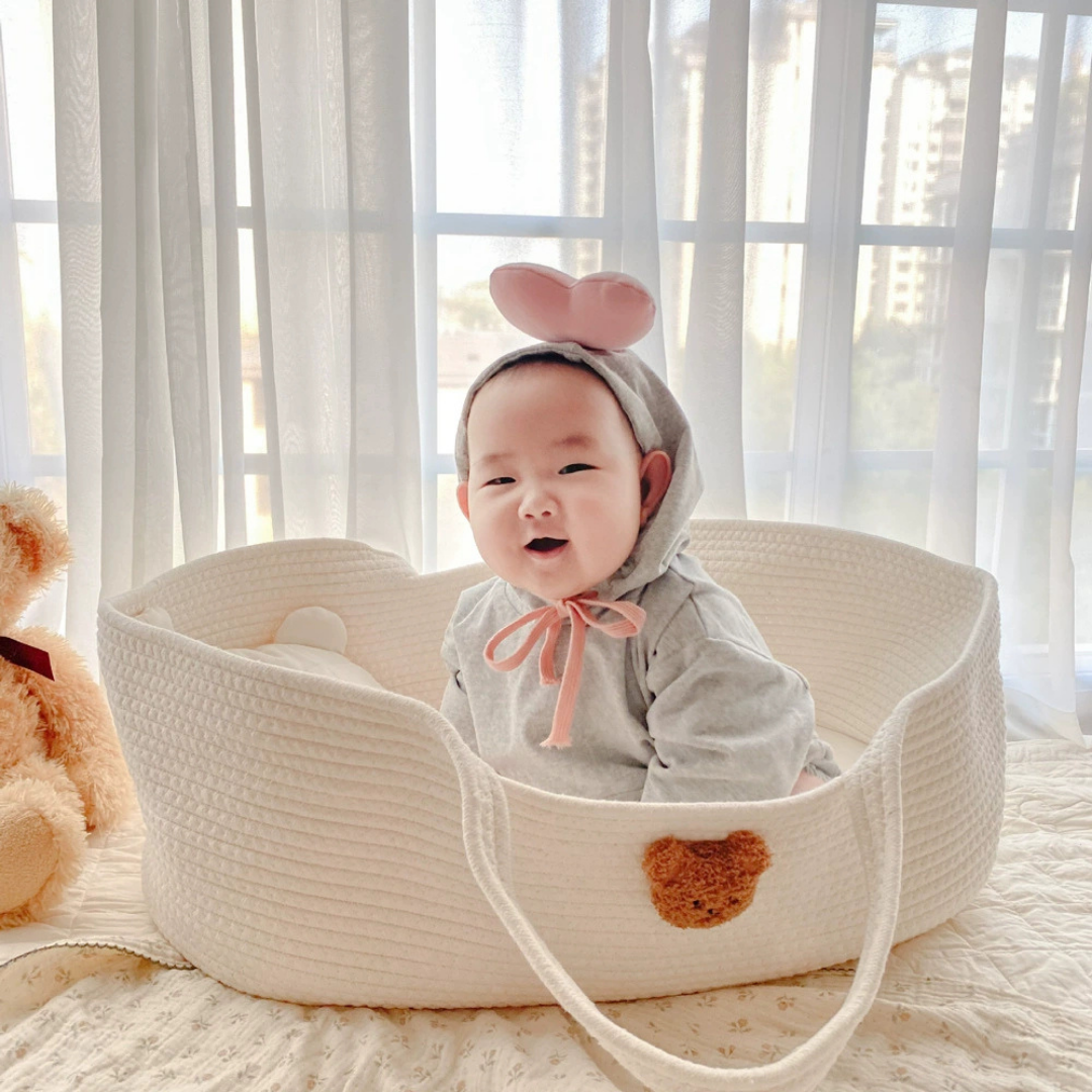 Homero Portable Neutral Cotton Design Baby Basket Crib