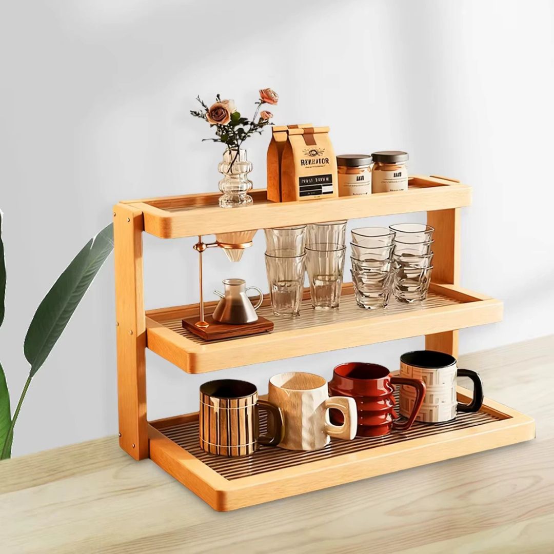 Homero 3-Layer Desktop Bamboo Storage Rack Organizer
