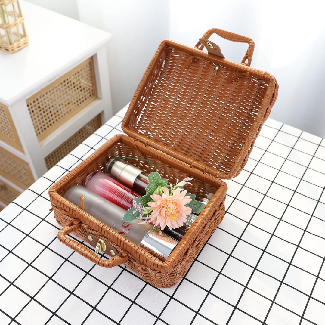 HOMERO Elegant Mini Rattan Travel Suitcase Stylish Carry Case