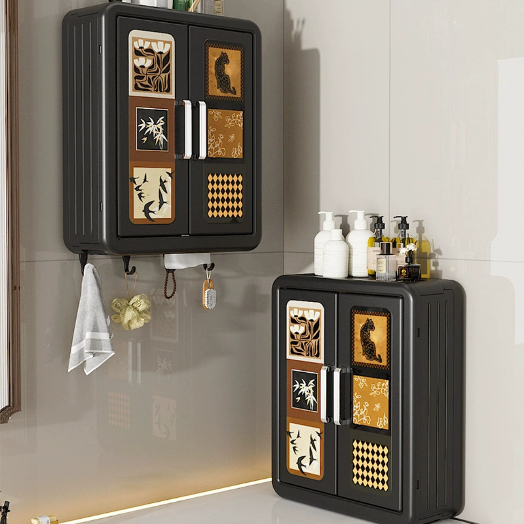 Homero Vintage Style Double Door Wall Mounted Storage Box with Hooks