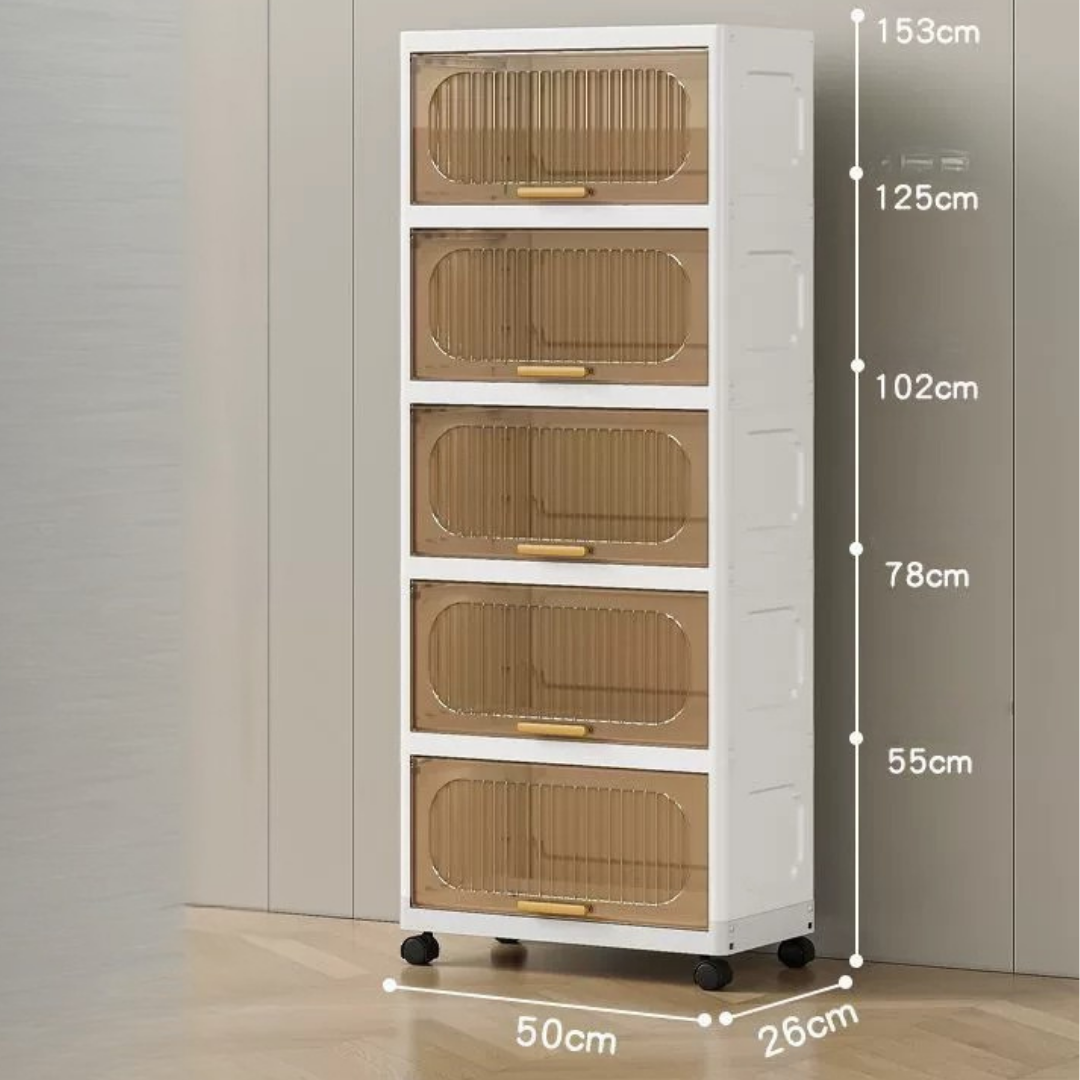HOMERO Multi Layer Design Flip Top Modular Storage Cabinet with Wheels