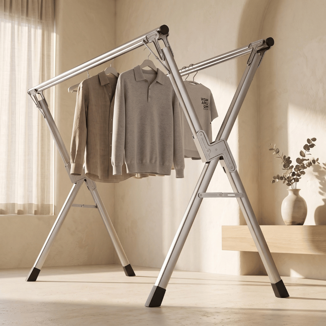 Clothes Drying Stand Portable Folding Laundry Rack Apartment Balcony