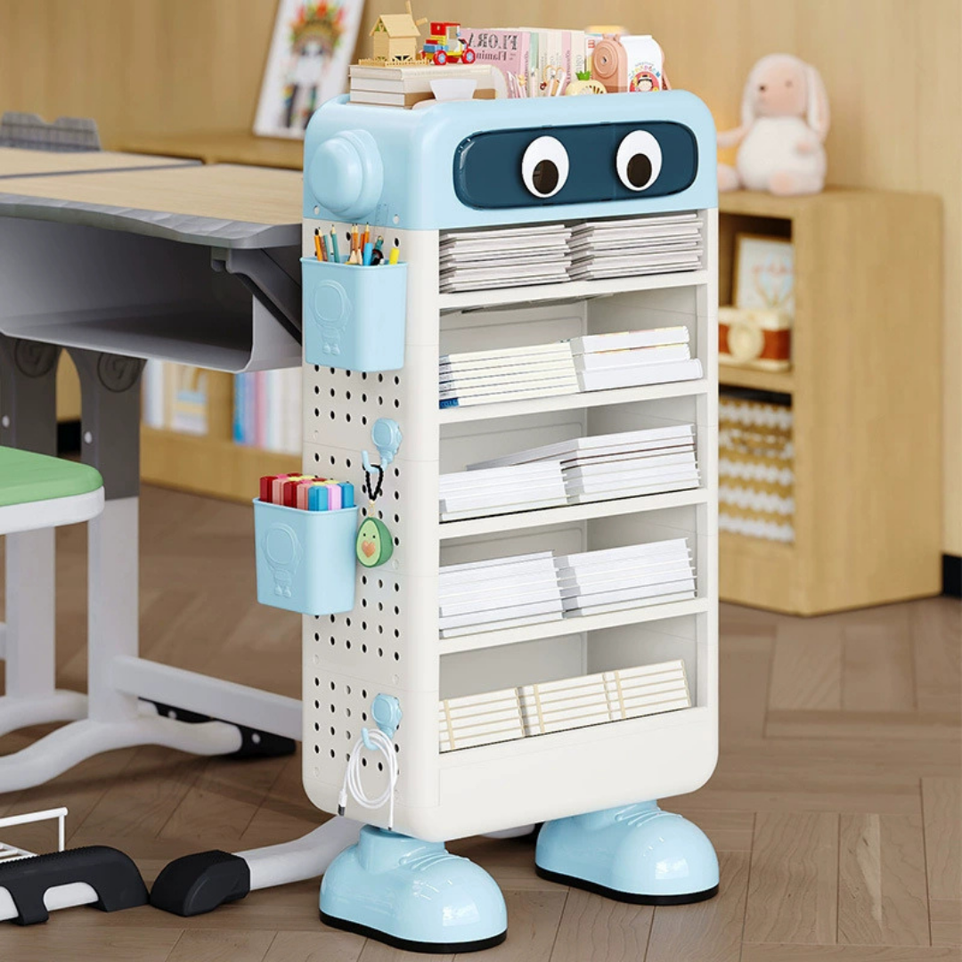 HOMERO Cute Multi-Layer Desk Storage Rack with Adjustable Side Basket