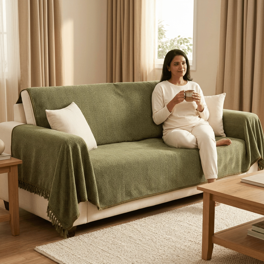 Reversible Elegant Chenille Fabric Wrinkle-Resistant Build Sofa Cover