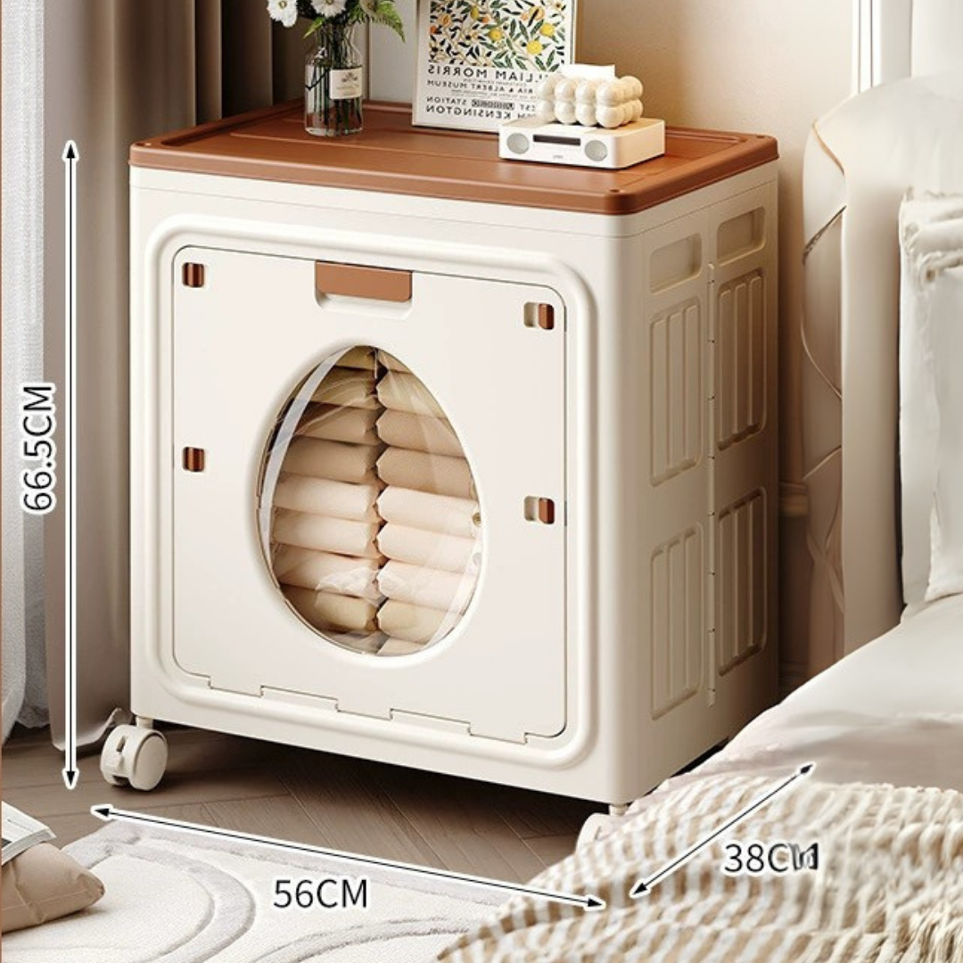 HOMERO Multi-Use Double Lid Opening Foldable Storage Box with Wheels