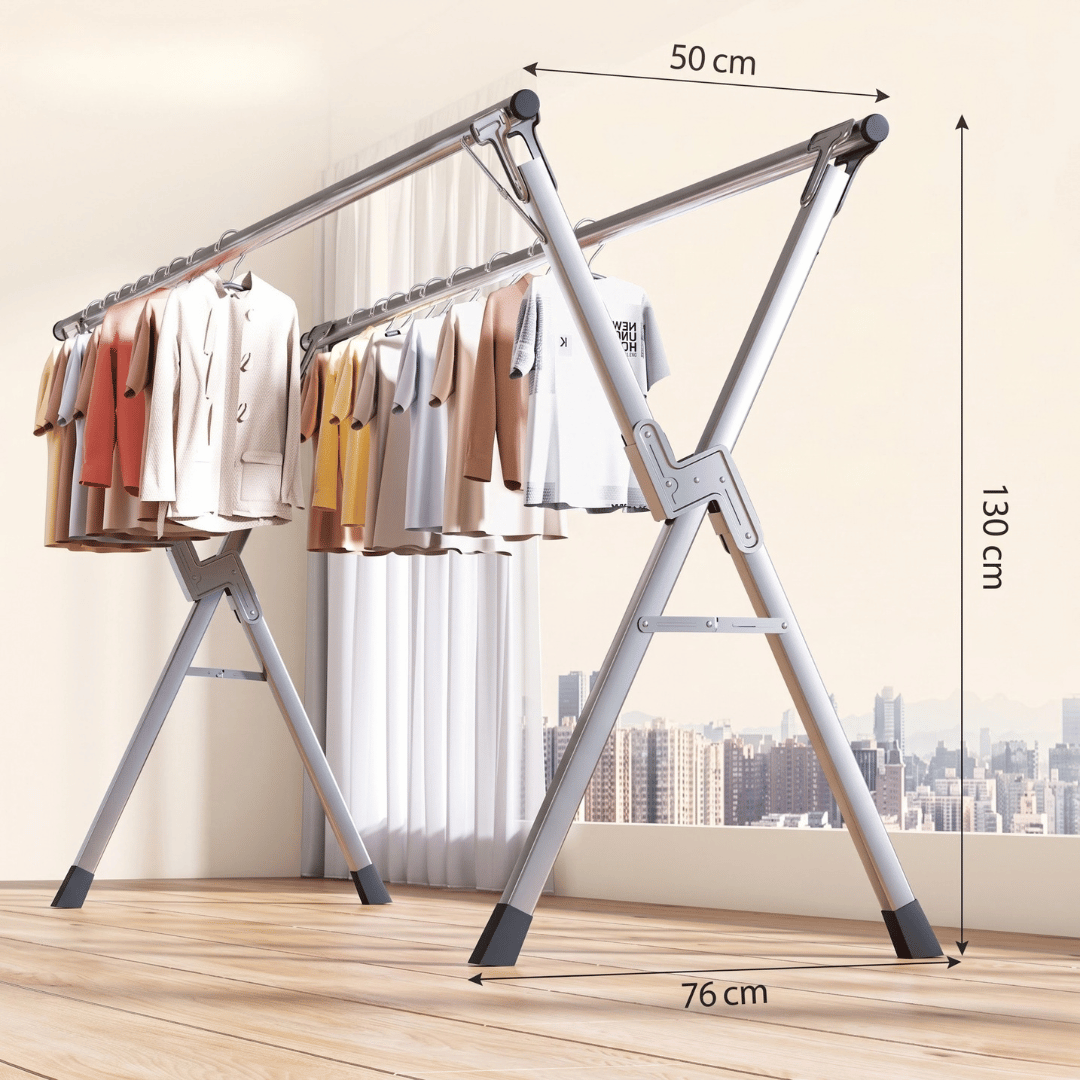 Clothes Drying Stand Portable Folding Laundry Rack Apartment Balcony