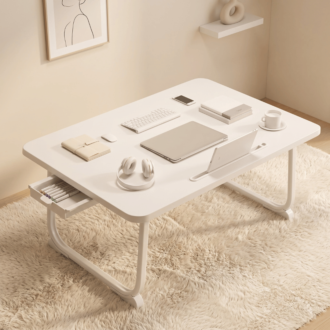 Portable Laptop Folding Bed Table with Card Slots and Drawer