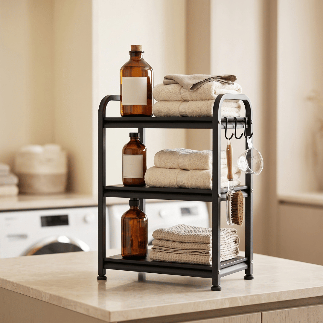 Multipurpose Metal Countertop Organizer Rack Modular Spice Shelf Standing Storage Kitchen Bathroom Pantry