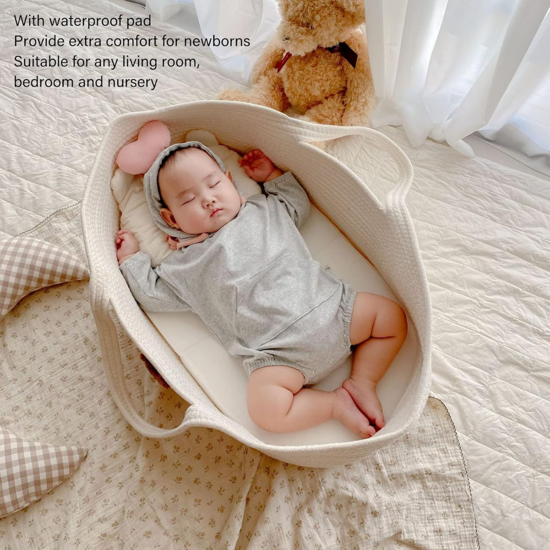 Homero Portable Neutral Cotton Design Baby Basket Crib