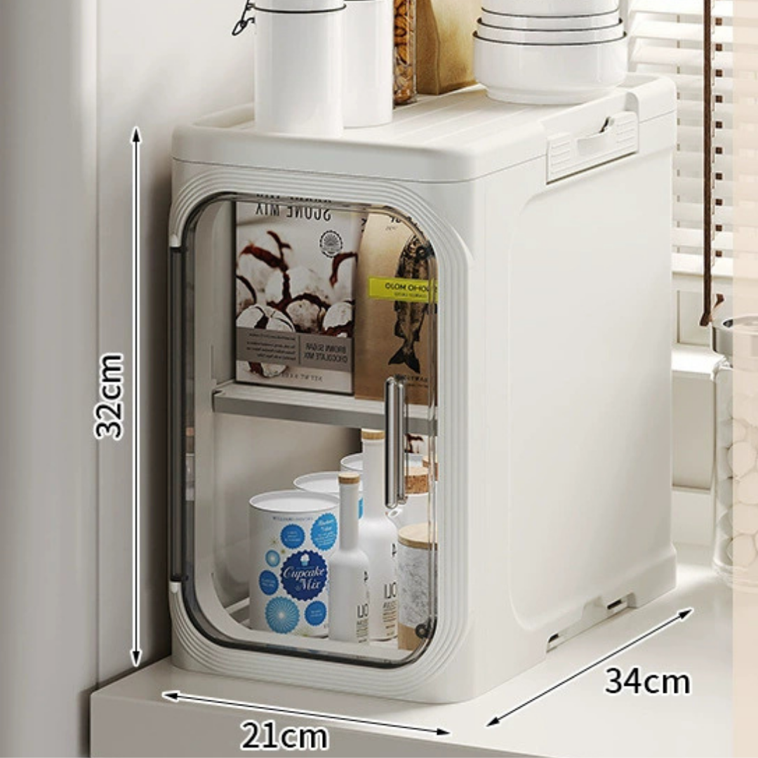 HOMERO Multi-Purpose Transparent Door Slim Storage Cabinet with Wheels